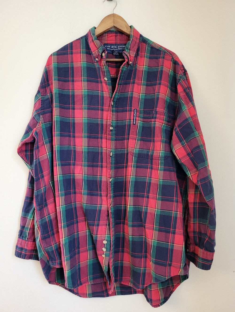 90's Abercrombie & Fitch The Big Shirt Long Sleeve Button Up Red Blue Plaid